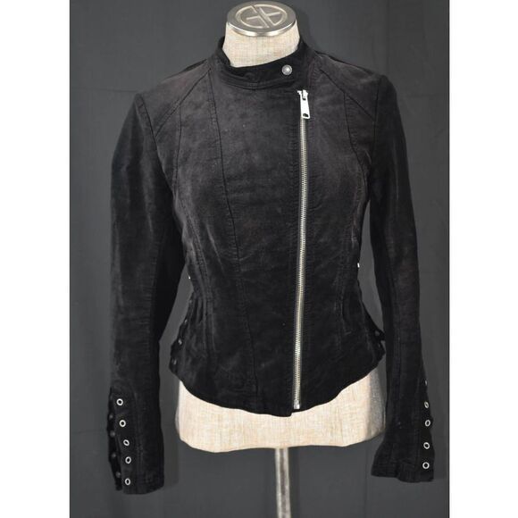 Free People Black Velour Zip Up Jacket - XS - Picture 1 of 5